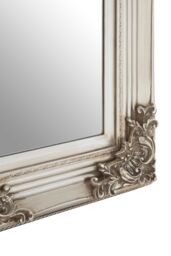 Orsina Baroque Rectangle Gold Wall Mirror, Decorative Wooden Frame Mirror For Console Table, Antique Floral Mirror in Silver - thumbnail 4