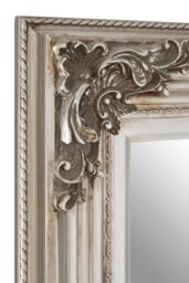 Orsina Baroque Rectangle Gold Wall Mirror, Decorative Wooden Frame Mirror For Console Table, Antique Floral Mirror in Silver - thumbnail 3