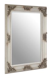 Orsina Baroque Rectangle Gold Wall Mirror, Decorative Wooden Frame Mirror For Console Table, Antique Floral Mirror in Silver - thumbnail 2