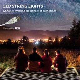 OUTSUNNY Reversible Outdoor Rug Waterproof Plastic Straw Mat with LED String Lights, Carry Bag in Chocolate - Size: 180 cm x 270 cm - thumbnail 4