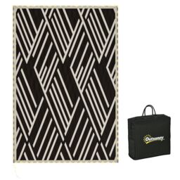 OUTSUNNY Reversible Outdoor Rug Waterproof Plastic Straw Mat with LED String Lights, Carry Bag in Chocolate - Size: 180 cm x 270 cm - thumbnail 2