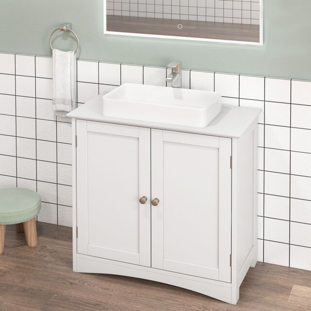 Costway Under Sink Cabinet Freestanding Bathroom Vanity Cabinet in White - image 1