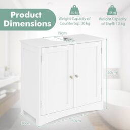 Costway Under Sink Cabinet Freestanding Bathroom Vanity Cabinet in White - thumbnail 2