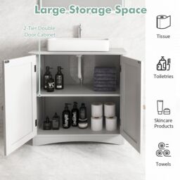 Costway Under Sink Cabinet Freestanding Bathroom Vanity Cabinet in White - thumbnail 5