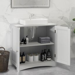 Costway Under Sink Cabinet Freestanding Bathroom Vanity Cabinet in White - thumbnail 4