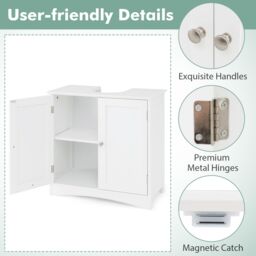 Costway Under Sink Cabinet Freestanding Bathroom Vanity Cabinet in White - thumbnail 8