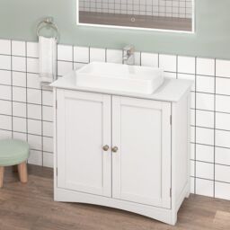 Costway Under Sink Cabinet Freestanding Bathroom Vanity Cabinet in White - thumbnail 1