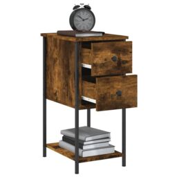 Berkfield Home Bedside Cabinets 2 pcs Smoked Oak 32x42x70 cm Engineered Wood in Brown - Size: 32 x 42 x 70 cm - thumbnail 5