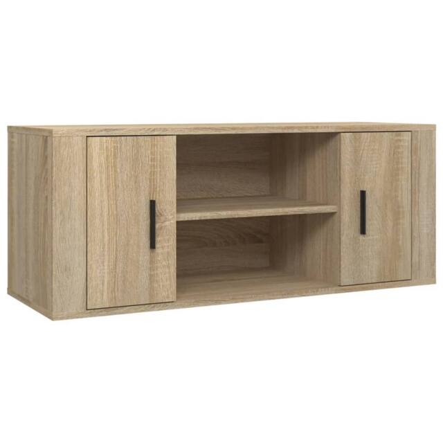 Berkfield Home TV Cabinet Sonoma Oak 100x35x40 cm Engineered Wood in Light Oak - Size: 100 x 35 x 40 cm - image 1