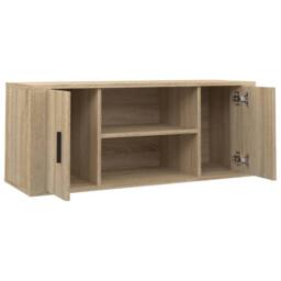 Berkfield Home TV Cabinet Sonoma Oak 100x35x40 cm Engineered Wood in Light Oak - Size: 100 x 35 x 40 cm - thumbnail 6