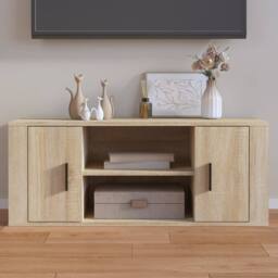 Berkfield Home TV Cabinet Sonoma Oak 100x35x40 cm Engineered Wood in Light Oak - Size: 100 x 35 x 40 cm - thumbnail 2