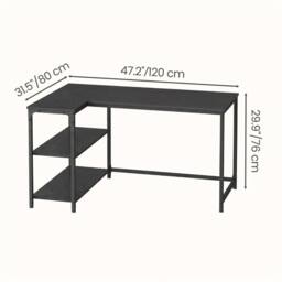 Nordara L Shaped Corner Desk Computer Gaming Desk with Storage Ebony Black - Size: 100 cm x 100 cm - thumbnail 2