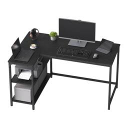 Nordara L Shaped Corner Desk Computer Gaming Desk with Storage Ebony Black - Size: 100 cm x 100 cm - thumbnail 6