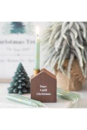KDMD Set of 24 Mini Advent Candles with Holder in Brown - thumbnail 1