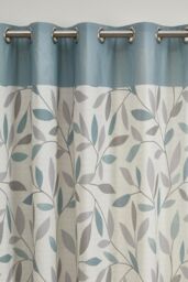 Fusion 'Beechwood' Leaf Trail Pair of 100% Cotton Eyelet Curtains in Duck Egg Blue - Size: 168 cm width x 137 cm drop - thumbnail 2