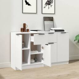 Berkfield Home Sideboards 2 pcs White 60x30x70 cm Engineered Wood - Size: 60 x 30 x 70 cm - thumbnail 3
