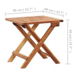 Berkfield Home Folding Garden Coffee Table 40x40x40 cm Solid Acacia Wood in Brown - Size: 40 x 40 x 40 cm - thumbnail 6