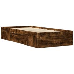 Berkfield Home Bed Frame without Mattress Smoked Oak 90x200 cm Engineered Wood in Brown - thumbnail 7