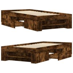 Berkfield Home Bed Frame without Mattress Smoked Oak 90x200 cm Engineered Wood in Brown - thumbnail 8