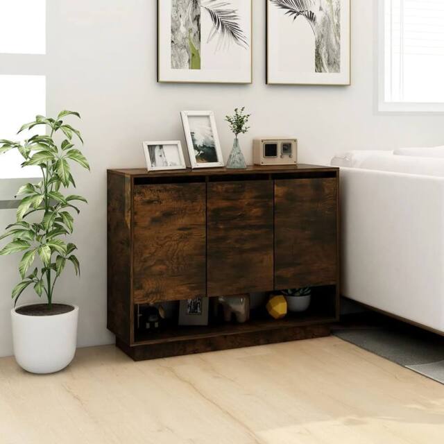 Berkfield Home Sideboard Smoked Oak 97x31x75 cm Engineered Wood in Brown - Size: 97 x 31 x 75 cm - image 1