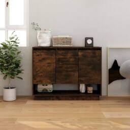 Berkfield Home Sideboard Smoked Oak 97x31x75 cm Engineered Wood in Brown - Size: 97 x 31 x 75 cm - thumbnail 2