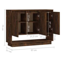 Berkfield Home Sideboard Smoked Oak 97x31x75 cm Engineered Wood in Brown - Size: 97 x 31 x 75 cm - thumbnail 8