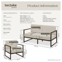 tectake Garden Furniture Comosa in Brown - Size: 4 Person - thumbnail 6