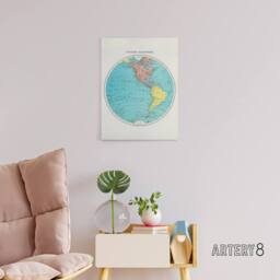 "Artery8 Western Hemisphere 1908 Map Rand McNally Vintage Canvas Wall Art in White - Size: W18"" x H24""" - thumbnail 3