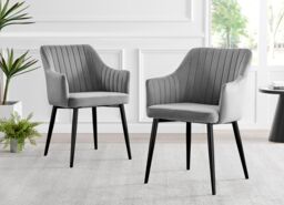 FurnitureboxUK Carson White Marble Effect Dining Table & 4 Calla Black Leg Chairs in Grey - thumbnail 9