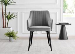 FurnitureboxUK Carson White Marble Effect Dining Table & 4 Calla Black Leg Chairs in Grey - thumbnail 5