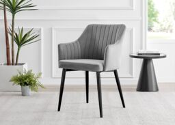 FurnitureboxUK Carson White Marble Effect Dining Table & 4 Calla Black Leg Chairs in Grey - thumbnail 4