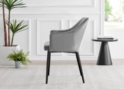 FurnitureboxUK Carson White Marble Effect Dining Table & 4 Calla Black Leg Chairs in Grey - thumbnail 6