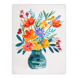 "Artery8 Bright Colourful Flower Bouquet Vase Watercolour Wall Art Print - Size: W18"" x H24""" - thumbnail 1