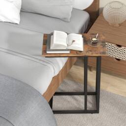 Costway C-Shaped Side Table Compact Sofa Side Table for Small Space in Brown