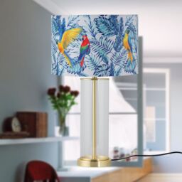 First Choice Lighting Aura - Satin Brass Table Lamp with Parrot Velvet Shade in Gold - thumbnail 7
