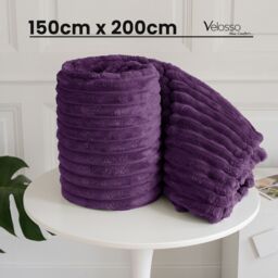 Velosso Chunky Corduroy Super Soft Blanket in Purple - Size: 150 cm × 200 cm - thumbnail 2