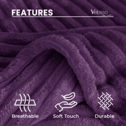 Velosso Chunky Corduroy Super Soft Blanket in Purple - Size: 150 cm × 200 cm - thumbnail 3