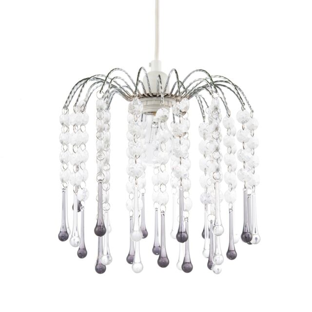 Happy Homewares Classic Waterfall Pendant Shade with Clear & Smoked Black Acrylic - image 1