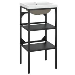 Berkfield Home Bathroom Washbasin Frame with Built-in Basin Black Iron