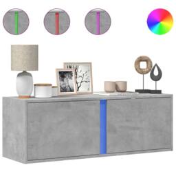 Berkfield Home TV Wall Cabinet with LED Lights Concrete Grey 100x31x35 cm - Size: 100 x 31 x 35 cm - thumbnail 1