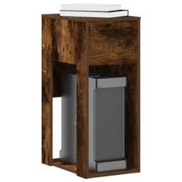 Berkfield Home Computer Tower Stand with Drawer Smoked Oak 30x44x74 cm in Brown - Size: 30 x 44 x 74 cm