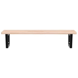 Berkfield Home Basin Shelf Wall Mounted Steel & Solid Wood Oak in Brown - thumbnail 4
