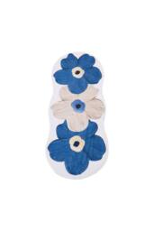 Living and Home Irregular-shaped Rug with Floral Pattern in Blue - Size: Small - thumbnail 4