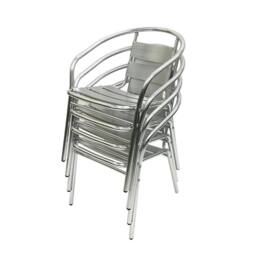 NESTLUNE Furniture Sets - 4 x Aluminium Chairs & 1 x Round Aluminium Table in Silver - Size: 100 cm x 15 cm - thumbnail 6