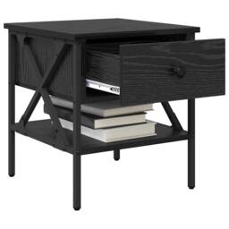 Berkfield Home Modern Bedside Table Black Oak 40x42x45 cm Engineered Wood - Size: 40 x 42 x 45 cm - thumbnail 1