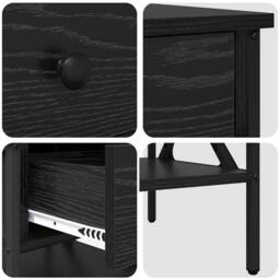 Berkfield Home Modern Bedside Table Black Oak 40x42x45 cm Engineered Wood - Size: 40 x 42 x 45 cm - thumbnail 9
