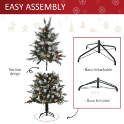 HOMCOM 5FT Artificial Snow Dipped Christmas Tree Xmas Pencil Tree Holiday in Green - thumbnail 6