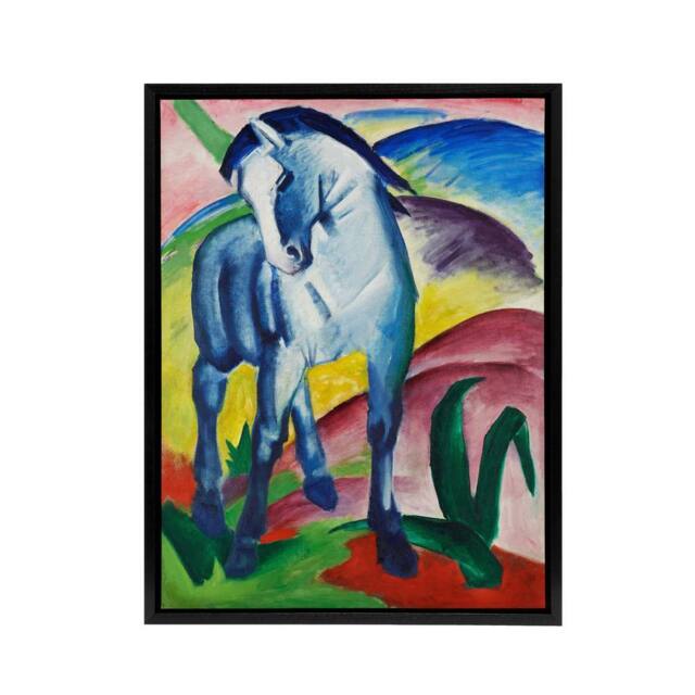 "Artery8 Marc Franz Blue Horse I Framed Canvas Abstract Wall Art Print - Size: W12"" x H16""" - image 1