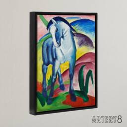 "Artery8 Marc Franz Blue Horse I Framed Canvas Abstract Wall Art Print - Size: W12"" x H16""" - thumbnail 2