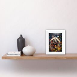 Artery8 Wall Art Print Racoon Romp Playing in a Wildflower Meadow Oil Painting Running Through Flowers in Spring Quirky Portrait Artwork Framed 9X7 - thumbnail 2